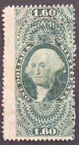 USA REVENUE STAMP 1863.  $1.60 SCOTT#R79c ‘CUT’ CANCEL