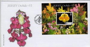 Jersey 2008,  Orchids  Miniature Sheet  on FDC