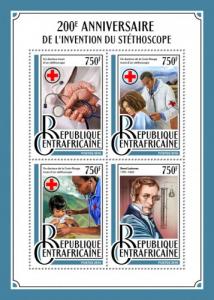 CENTRAFRICAINE 2016 SHEET ANNIVERSARY STETHOSCOPE INVENTION