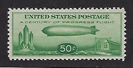 Catalog # C 18 Single Stamp Mini Zeppelin 50 cent Green Color MNH F/VF