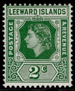 LEEWARD ISLANDS QEII SG128, 2c green, NH MINT.