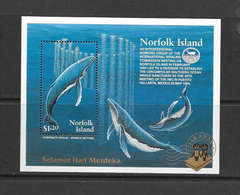 WHALES - NORFOLK ISLAND #576a  JAKARTA 95  MNH