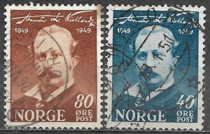 Norway 1949 Used Stamps Scott #296-297 Alexander L. Kielland 40 80 Ore