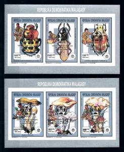 [95951] Madagascar Malagasy 1993 Beetles Mushrooms OVP 2 Imperf Mini Sheets MNH