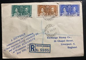 1937 Nassau Bahamas First Day Cover King George VI Coronation KGVI To UK