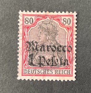 German PO Morocco: 1900 Peseta, on 80Pf.  SG15, Fine Used.