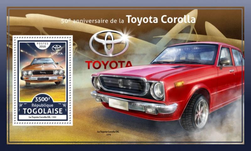 TOGO - 2016 - Toyota Corolla, 50th Anniv - Perf Souv Sheet - MNH