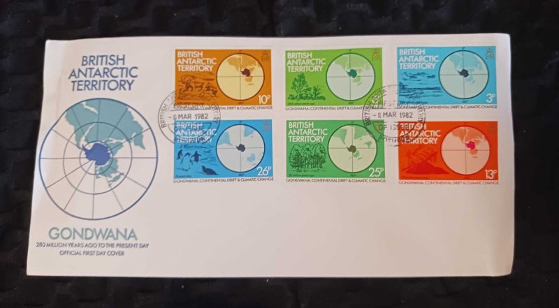 J) 1982 UNITED STATES, BRITISH ANTARCTIC TERRITORY, GONDWANA, MULTIPLE STAMPS, F