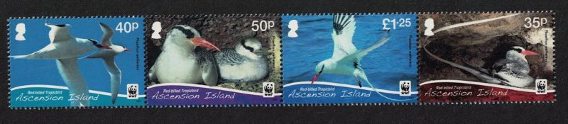 Ascension WWF White-tailed Tropicbird Strip of 4v SG#1060-1063