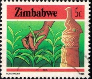 Tea, Agriculture, Zimbabwe stamp SC#496 used