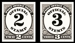 US O48 P4 & O49 P4 Official Stamp Plate Proofs on Card Stock HINGED 2¢ & 3¢