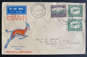 1932 Victoria West South Africa first Flight Airmail cover FFC to Cairo Egypt