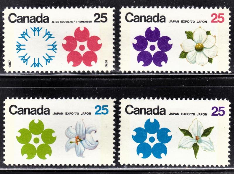 Canada Scott 508p-511p tagged  complete set  F to VF mint OG NH.