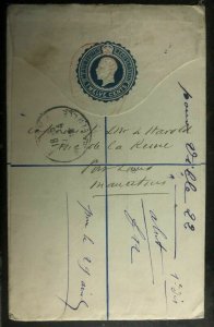 1914 Mauritius Vintage Stationary Registered Letter Cover To Nancy France