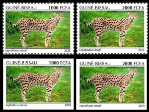 GUINEA BISSAU 2023 SET 2X 2V 1000F & 2000F &IMPERF - SERVAL WILD CATS CHATS MNH-