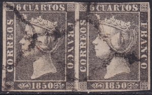 Spain 1850 Sc 1 pair used spider (araña) cancel type II positions 22-23