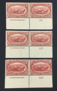 MOMEN: US STAMPS #286 PLATE IMPRINT PAIRS MINT OG H LOT #70991