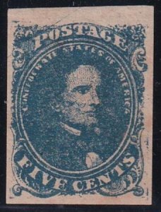 US Confederate States of America #4 Mint LH XF Stone 3 4 Large Margins, Fresh...