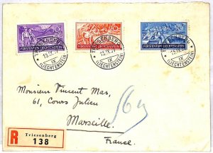 ai2419 - LIECHTENSTEIN - Postal History - REGISTERED  COVER to FRANCE 1937