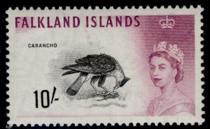 FALKLAND ISLANDS QEII SG206, 10s black & purple, LH MINT. Cat £48.