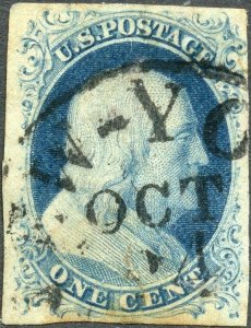 #9 XF USED GEM WITH DATE CANCEL NY OCT