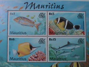 MAURITIUS- COLORFUL LOVELY TROPICAL FISHES-MNH SHEET-VF-LAST ONE HARD TO FIND