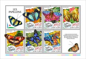 DJIBUTI - 2023 - Butterflies - Perf 6v Sheet - Mint Never Hinged