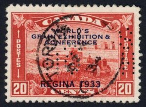 Canada SGO73 20c Fine used Perforated OHMS Cat 140 pounds 