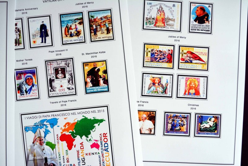 COLOR PRINTED VATICAN CITY 2011-2020 STAMP ALBUM PAGES (48 illustrated pages)