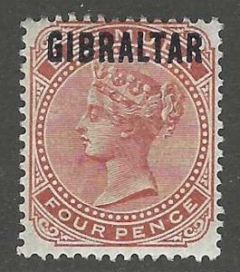 Gibraltar, 1898, Scott #5, 4p orange brown, mint, light hinged, Signed by Expert