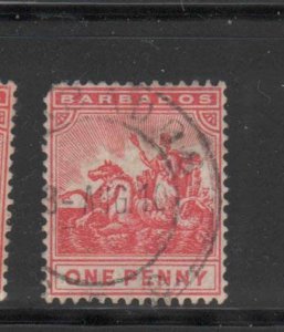 BARBADOS #93  1904-10  1p     BADGE OF THE COLONY    USED F-VF  c