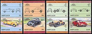 Saint Lucia 739-742, MNH, Classic Automobiles pairs