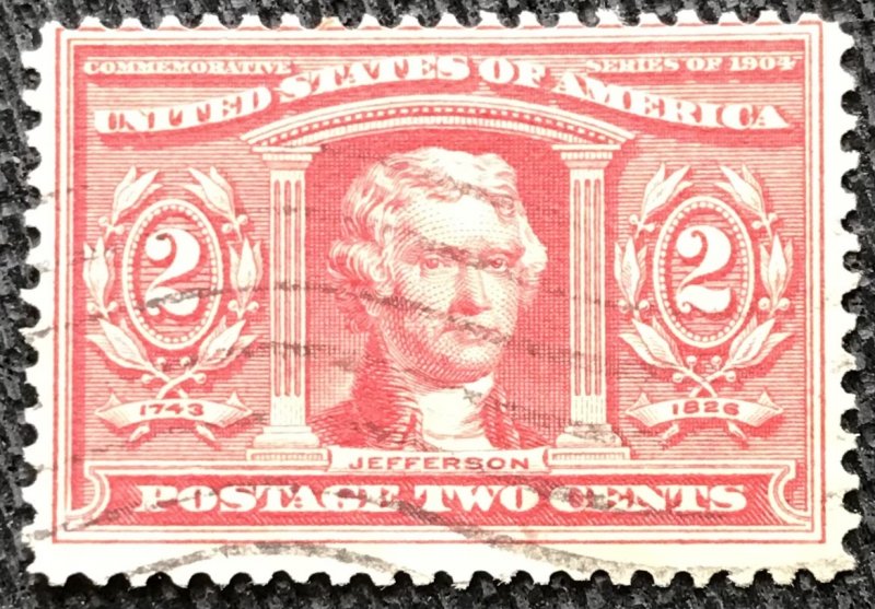 US #324 Used Single Thomas Jefferson Louisiana Purchase Expo SCV $2.00