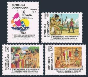 Dominican Rep 1090-1093,MNH.Mi 1625-1628. Discovery of America-500.Regatta.1990