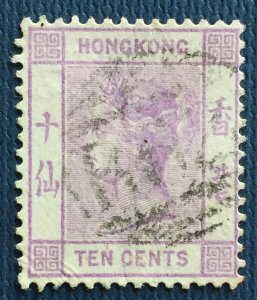 HONG KONG 1880 QV 10c wmk CC Used SG#30 HK4298