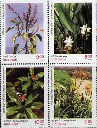 India 1997 Medicinal Plants unmounted mint se-tenant bloc...