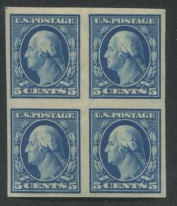 1909 US Stamp #347 5c Mint Never Hinged F/VF Imperf Block of 4
