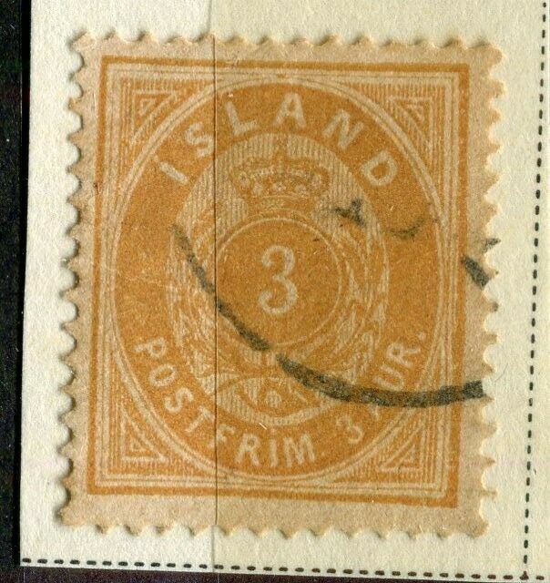 ICELAND; 1870s early classic issue used Shade of 3aur. value