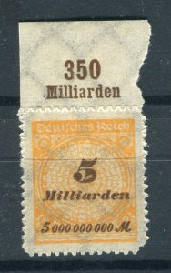 GERMANY; 1923 Oct-Nov Inflation Surcharged MINT MNH 5M. fine SHEET MARGINAL