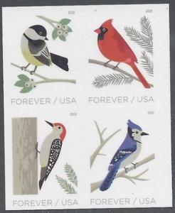 #5317-5320 (50c Forever) Birds in Winter Header Block/4 2018 Mint NH