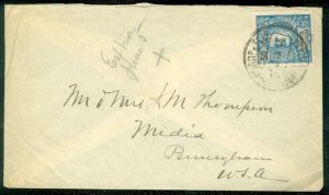 PONTA DELGADA : Nice single usage of 50 Reis on cover to USA.
