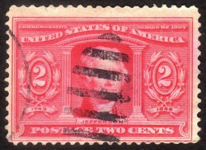 1904, US 2c, Thomas Jefferson, Used, Sc 324