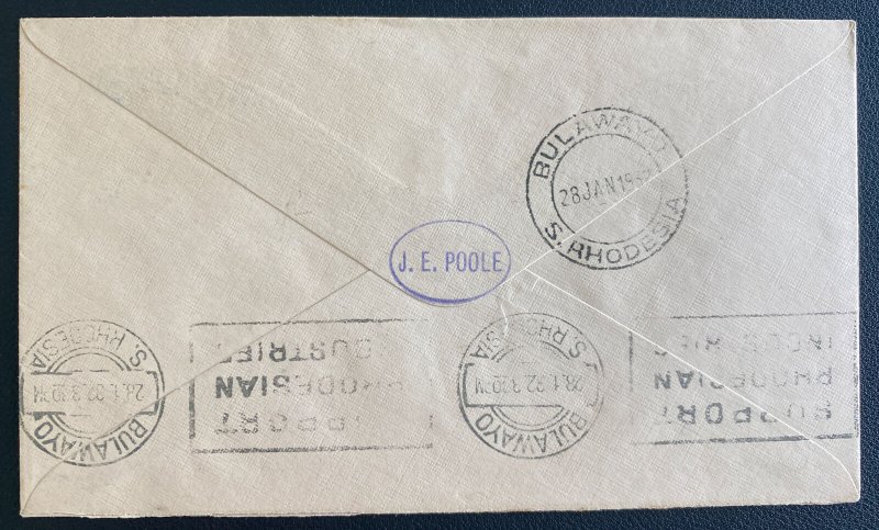 1932 Windhoek South West Africa Early Airmail Cover To Bulawayo Southern Rhodesi