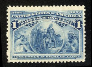 United States, 1893 Columbian Issue #230 Cat$14, 1893 1c deep blue, lightly h...