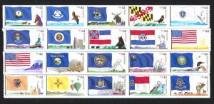 US Sc #4293 - 4312 44c Flags of Our Nation Set 3 & 4 44¢ Coil Strips of 5