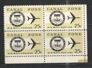 US/Canal Zone 1976 Sc# C52 MNH VG/F -  Block  25 cent Air Mail