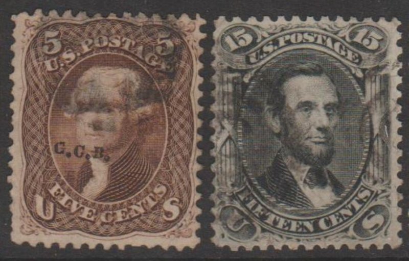 U.S. Scott #76-77 Jefferson & Lincoln Stamps - Used Set of 2 - IND