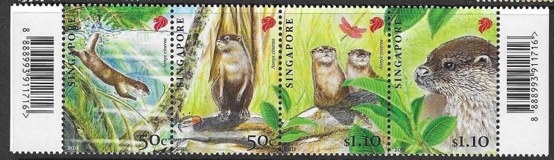 SINGAPORE SG1989a 2011 SMALL CARVED OTTER MNH