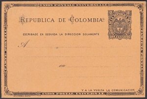 COLOMBIA Early 2c postcard unused..........................................a3113