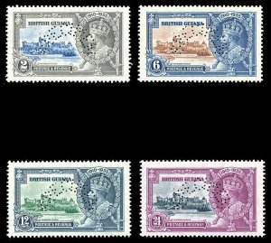 British Guiana 1935 KGV Silver Jubilee set MLH perf SPECIMEN. SG 301s-304s